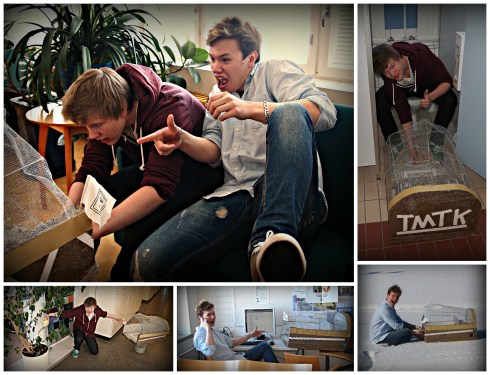 Mainoskuva TMTK-peliin. Pelaaminen sopii monenlaiseen arkkitilanteeseen. :D