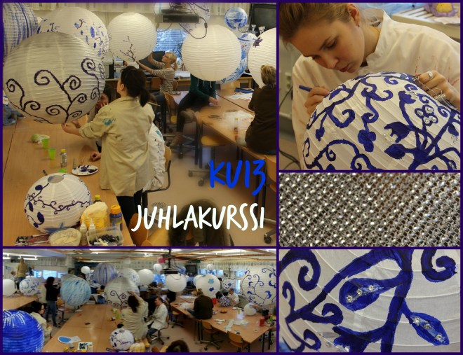 Marraskuinen lauantai hurahti riisipaperivalaisinten muuntamisessa juhlakoristeiksi.